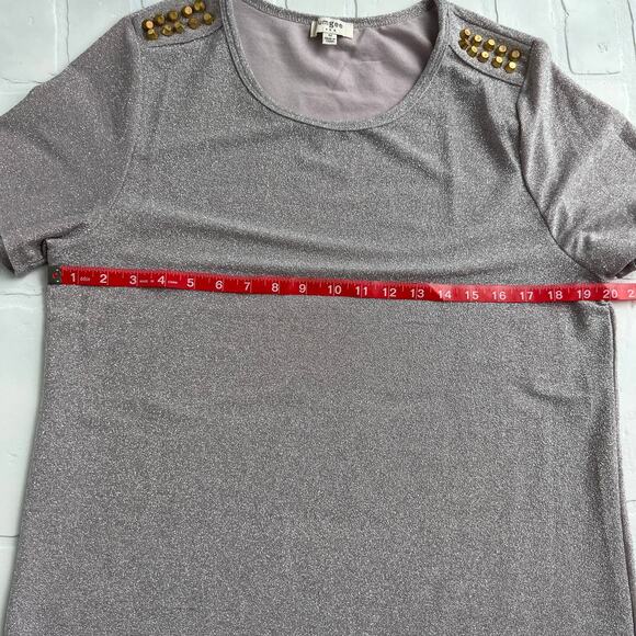 UMGEE Champagne Sparkle Short Sleeve Gold Stud Shirt Dress -sz M - Picture 5 of 6